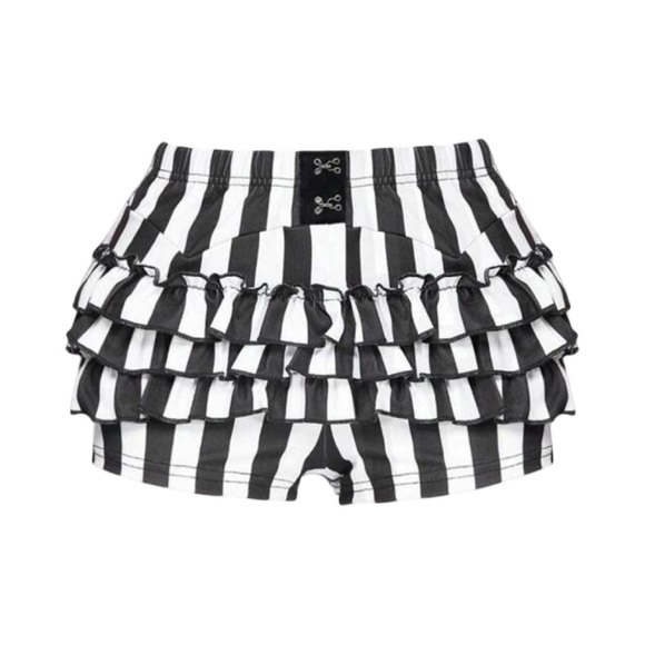 Pants - Goth Victorian Black and White Striped Size: Medium